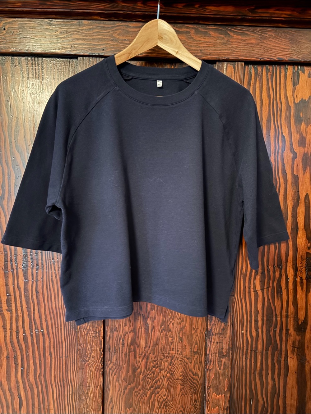 Muji Labo Women's Navy Cropped Crewneck Top